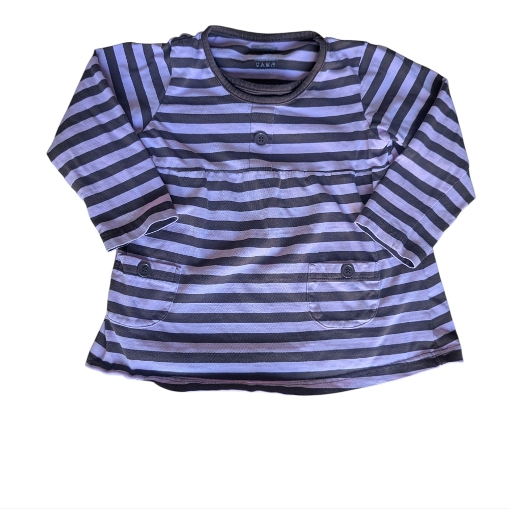 5/$15 George Girls Brown And Pink Striped Long Sleeve Shirt With Buttons-Size 3X